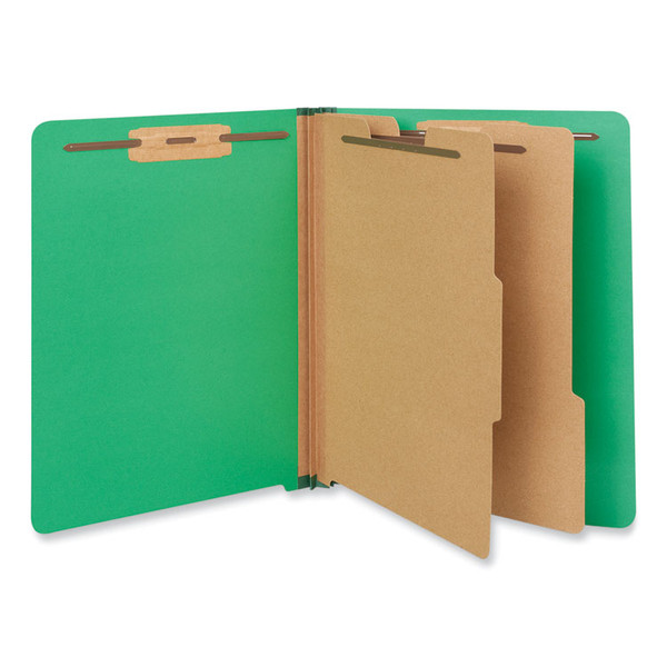 Deluxe Six-Section Pressboard End Tab Classification Folders, 2 Dividers, 6 Fasteners, Letter Size, Green, 10/Box [SKU: UNV10317]