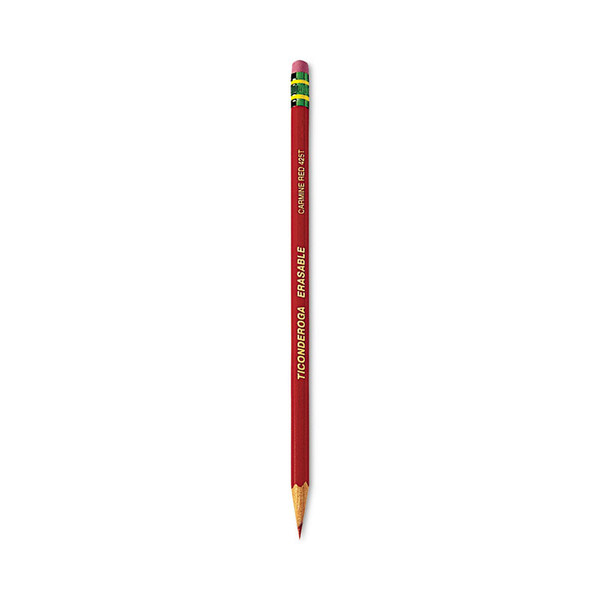 Erasable Colored Pencils, 2.6 mm, 2B (#1), Carmine Red Lead, Carmine Red Barrel, Dozen [SKU: DIX14259]
