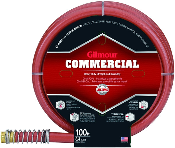 Gilmour 841001-1001 Heavy-Duty Garden Hose, 3/4 in, 100 ft L, Red [SKU: ORG0286260]
