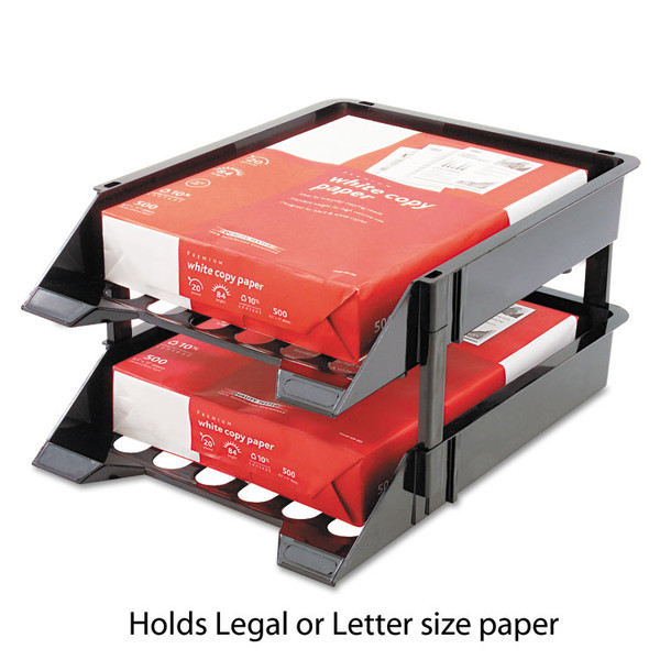 SuperTray Countertop Tray Set, 2 Sections, Letter to Legal Size Files, 11" x 14.88" x 2.5", Black, 2/Pack [SKU: DEF63304]