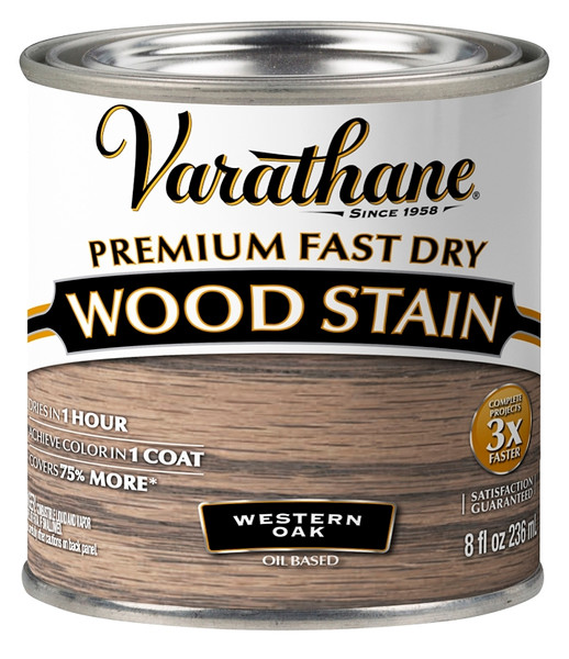 VARATHANE 370870 Premium Fast Dry Stain, Western Oak, Liquid, 0.5 pt [SKU: ORG7447535]
