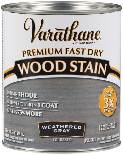 VARATHANE 269394 Wood Stain, Weathered Gray, Liquid, 1 qt, Can [SKU: ORG7131113]