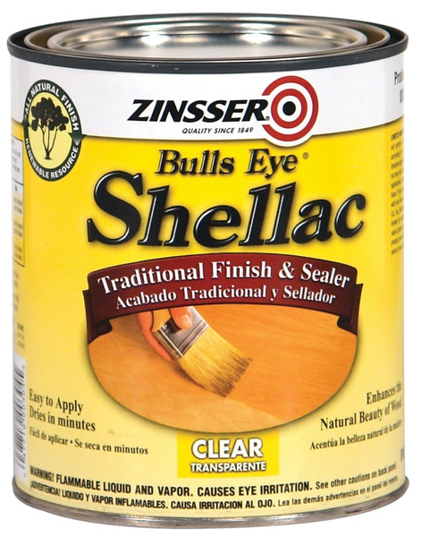 ZINSSER Bulls Eye 304H Shellac, Mid-Tone, Clear, Liquid, 1 qt, Can [SKU: ORG6268932]