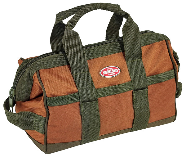 Bucket Boss Original Series 60012 Gatemouth Tool Bag, 12 in W, 7 in D, 9 in H, 16-Pocket, Poly Ripstop Fabric, Brown [SKU: ORG7226814]