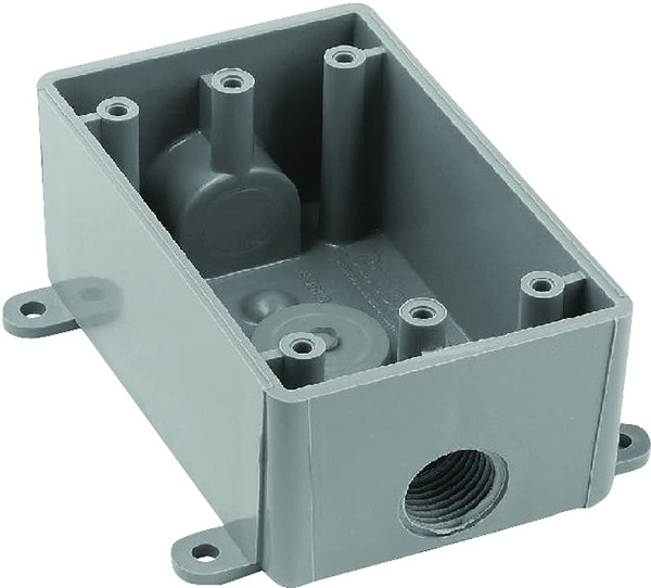 Carlon E381DR Switch Box, 1 -Gang, 3 -Outlet, PVC, Gray [SKU: ORG6075105]