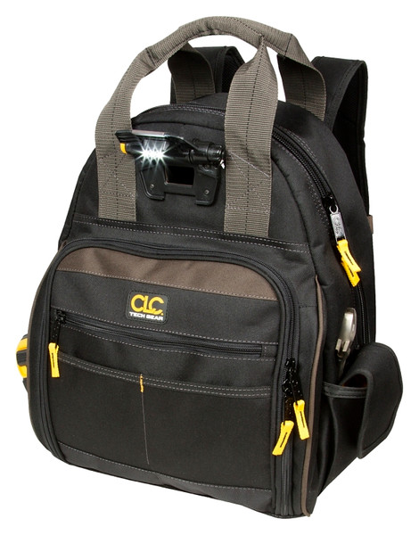 CLC Tech Gear L255 Backpack, 13 in W, 8 in D, 16 in H, 53-Pocket, Polyester, Black [SKU: ORG9411166]