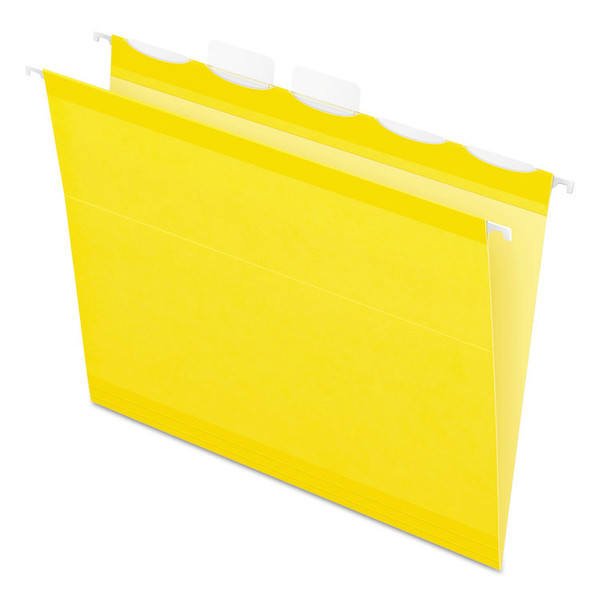Ready-Tab Colored Reinforced Hanging Folders, Letter Size, 1/5-Cut Tabs, Yellow, 25/Box [SKU: PFX42624]