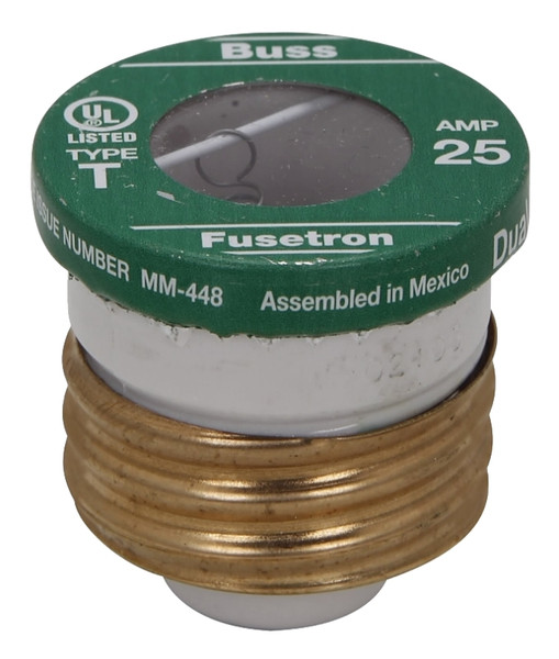 Bussmann BP/T-25 Plug Fuse, 20 A, 125 V, 10 kA Interrupt, Plastic Body, Time Delay Fuse [SKU: ORG7371230]