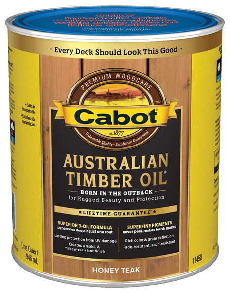 Cabot 140.0019458.005 Australian Timber Oil, Honey Teak, Liquid, 1 qt, Can [SKU: ORG1282029]