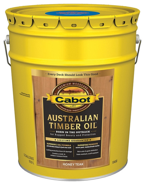 Cabot 19400 Series 140.0019458.008 Australian Timber Oil, Honey Teak, Liquid, 5 gal, Pail [SKU: ORG1282094]