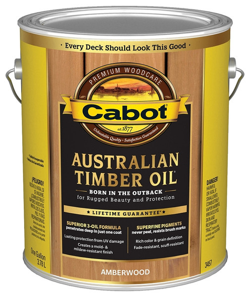 Cabot 140.0003457.007 Wood Stain, Flat, Amberwood, Liquid, 1 gal [SKU: ORG7069545]