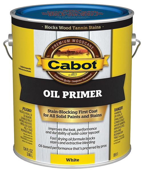 Cabot Problem-Solver 140.0008511.007 Exterior Primer, Flat, White, 1 gal [SKU: ORG6477863]