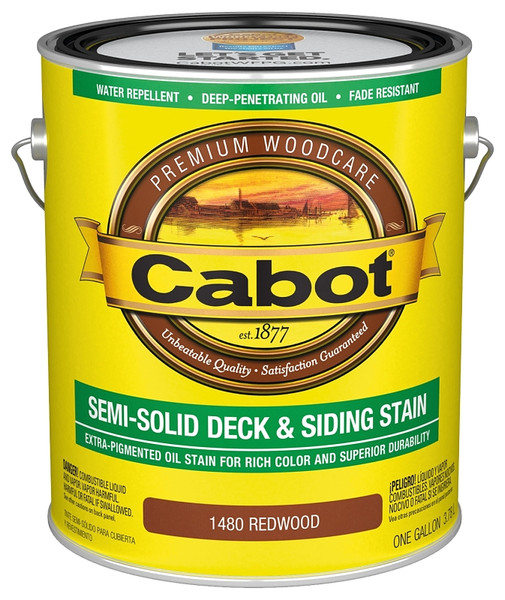 Cabot 140.0001480.007 Deck and Siding Stain, Natural Flat, Redwood, Liquid, 1 gal [SKU: ORG1708148]