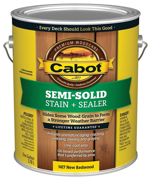 Cabot 140.0001417.007 Deck and Siding Stain, Natural Flat, New Redwood, Liquid, 1 gal [SKU: ORG9224742]