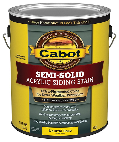 Cabot 1100 Series 140.0001106.007 Semi-Solid Siding Stain, Natural Flat, Liquid, 1 gal, Can [SKU: ORG3122041]