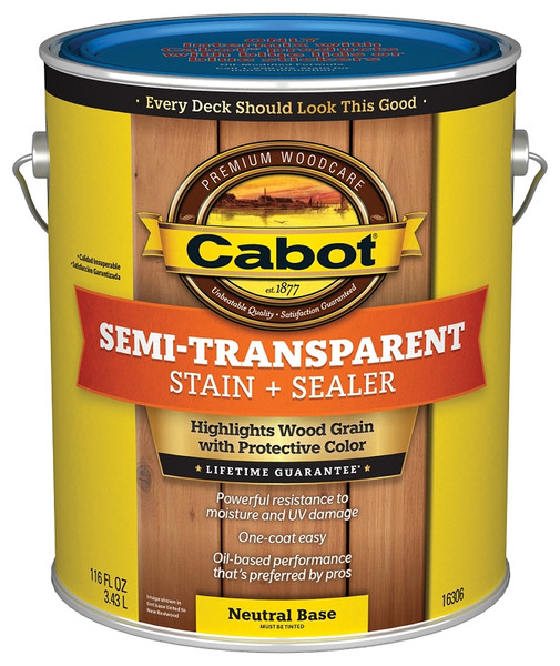 Cabot 140.0016306.007 Deck and Siding Stain, Flat, Neutral Base, Liquid, 1 gal [SKU: ORG6181358]