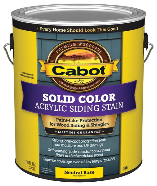 Cabot 800 Series 140.0000806.007 Solid Color Siding Stain, Natural Flat, Liquid, 1 gal, Can [SKU: ORG1946011]