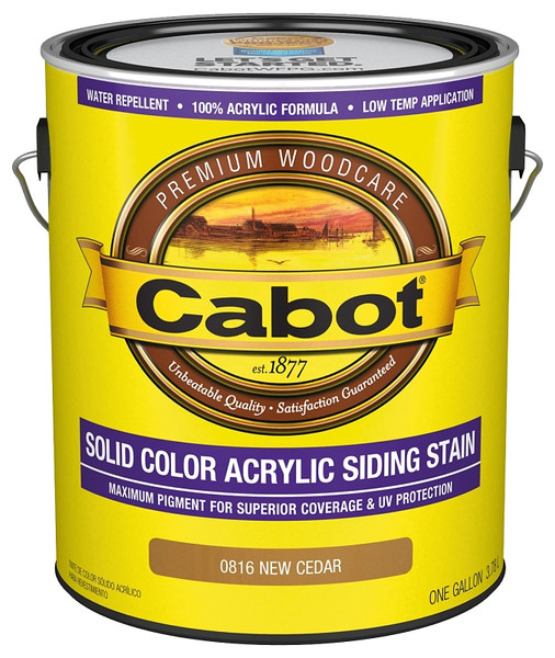 Cabot 800 Series 140.0000816.007 Solid Color Siding Stain, Natural Flat, New Cedar, Liquid, 1 gal, Can [SKU: ORG2294494]