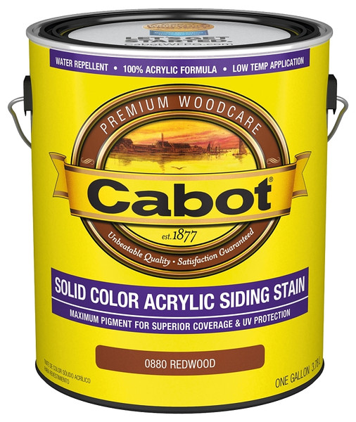 Cabot 800 Series 140.0000880.007 Solid Color Siding Stain, Natural Flat, Redwood, Liquid, 1 gal, Can [SKU: ORG2294528]