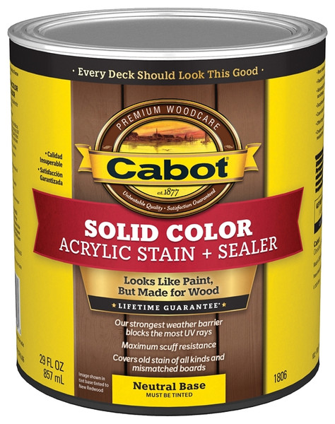 Cabot 1800 Series 140.0001806.005 Decking Stain, Low-Luster, Neutral Base, Liquid, 1 qt, Can [SKU: ORG5782826]
