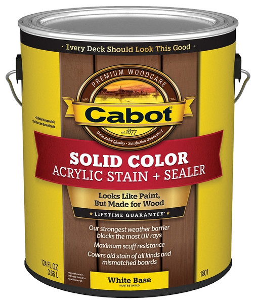 Cabot 140.0001801.007 Deck Stain, Solid, White Base, Liquid, 1 gal [SKU: ORG3282662]
