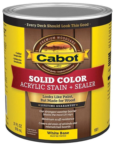 Cabot 140.0001801.005 Decking Stain, Low-Lustre, White, Liquid, 1 qt [SKU: ORG5782818]