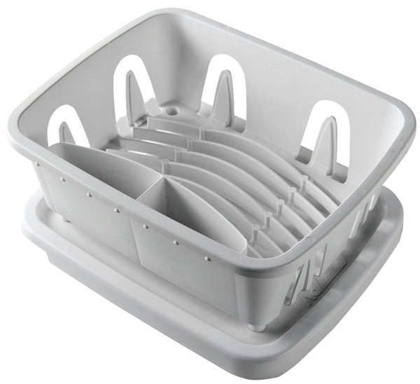 CAMCO 43511 Dish Drainer and Tray, Plastic, White, 11.69 in L, 9-1/2 in W, 4-3/4 in H [SKU: ORG7253081]