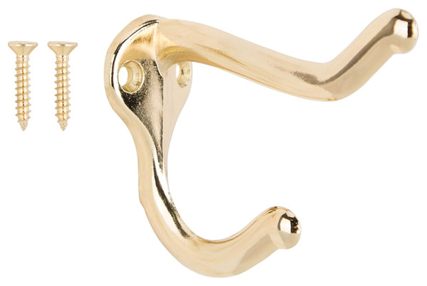 ProSource H62-B070 Coat and Hat Hook, 22 lb, 2-Hook, 1 in Opening, Zinc, Brass [SKU: ORG3375953]