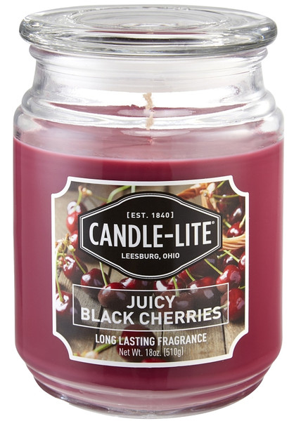 CANDLE-LITE 3297565 Jar Candle, Juicy Black Cherries Fragrance, Burgundy Candle, 70 to 110 hr Burning [SKU: ORG7817844]