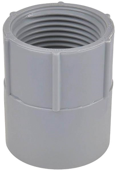 Carlon E942DR-CTN Conduit Adapter, 1/2 in Female, 1-7/64 in Dia, 1-9/16 in L, PVC, Gray [SKU: ORG6557946]