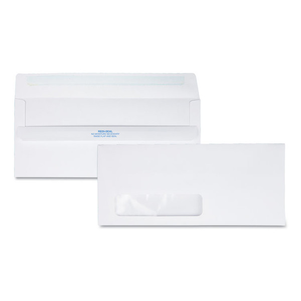 Redi-Seal Envelope, Address Window, #10, Commercial Flap, Redi-Seal Adhesive Closure, 4.13 x 9.5, White, 500/Box [SKU: QUA21318]