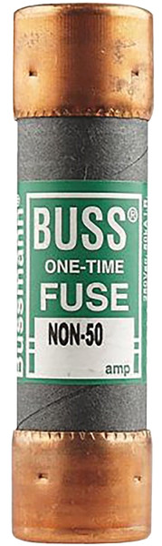 Bussmann NON-50 Fuse, 50 A, 250 VAC, 125 VDC, 50 kA Interrupt, Melamine Body, Cartridge Fuse [SKU: ORG6921548]