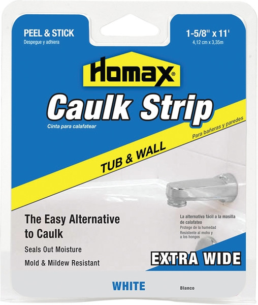 Homax 34040 Caulking Strip, White, 120 deg F, 1-5/8 in W X 11 ft L [SKU: ORG6922140]