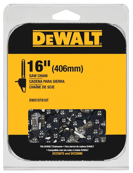 DeWALT DWO1DT616T Chainsaw Chain, 16 in L Bar, 0.043 in Gauge, 3/8 in TPI/Pitch [SKU: ORG7424963]