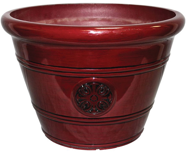 Southern Patio HDP-012498 Modesto Planter, 15-1/4 in W, 15-1/4 in D, Vinyl, Oxblood [SKU: ORG8248882]