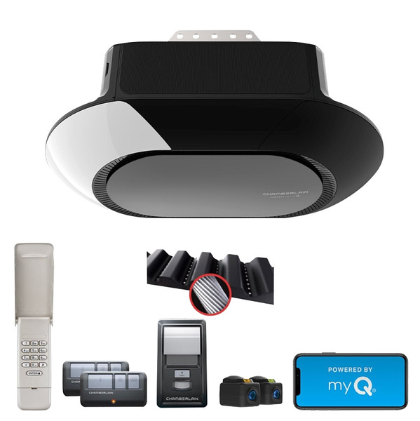 Chamberlain B4603T Garage Door Opener, Belt Drive, OS: myQ and Security+ 2.0, Black [SKU: ORG7422223]
