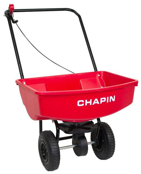 CHAPIN 8001A Residential Lawn Turf Spreader with Rubber Tire, 70 lb Capacity, Powder-Coated Steel Frame, Poly Hopper [SKU: ORG0208223]