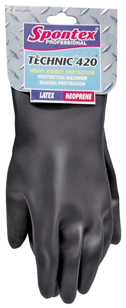 SPONTEX 33545 High-Tensile Strength Protective Gloves, M, 12-1/2 in L, Neoprene, Black [SKU: ORG0317610]
