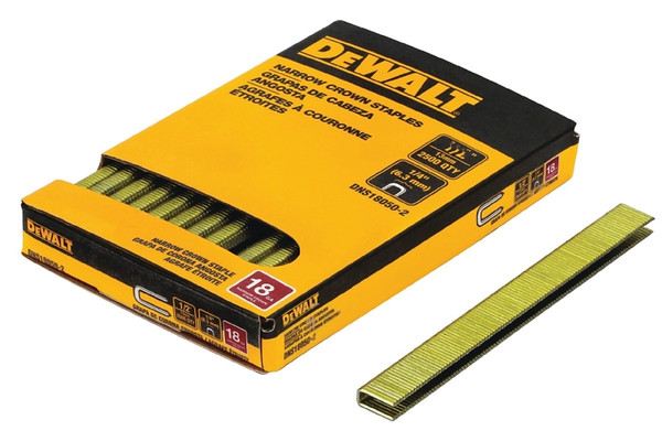 DeWALT DNS18063-2 Crown Staple, 1/4 in W Crown, 5/8 in L Leg, 18 Gauge, Steel [SKU: ORG9874306]
