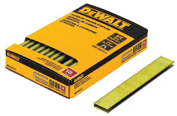 DeWALT DNS18075-2 Crown Staple, 1/4 in W Crown, 3/4 in L Leg, 18 Gauge, Steel [SKU: ORG9874314]