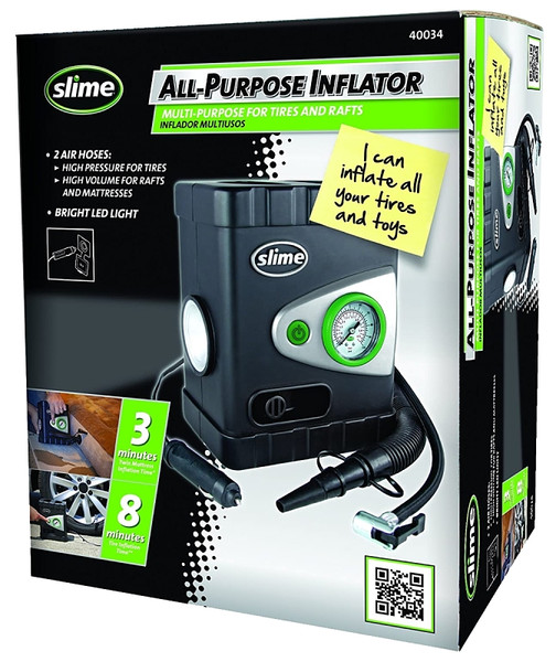 Slime 40034 Deluxe All Purpose Tire Inflator, 12 V, 0 to 100 psi Pressure, Dial Gauge [SKU: ORG7416704]
