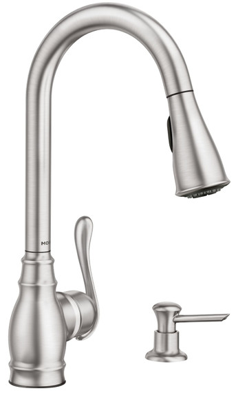 Moen Anabelle Series CA87003 Pull-Down Kitchen Faucet, 1.5 gpm, 1-Faucet Handle, 1-Faucet Hole, Metal, Chrome Plated [SKU: ORG1924372]