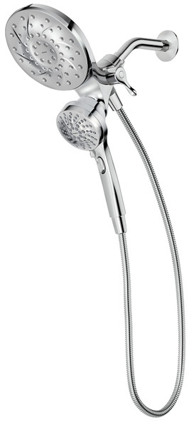 Moen 26009 Hand Shower and Rain Shower Combo, 1/2 in Connection, IPS, 2.5 gpm, 6-Spray Function, Chrome, 6-1/2 in Dia [SKU: ORG9566365]