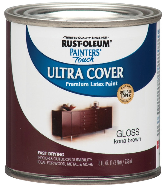 Painter's Touch Ultra Cover 1977730 Interior Paint, Gloss, Kona Brown, 0.5 pt, Can, Resists: Chip, Fade, Water Base [SKU: ORG2632362]