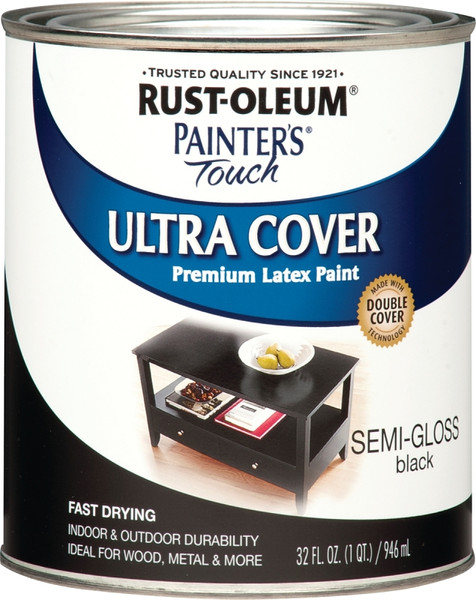 Painter's Touch Ultra Cover 1974502 Interior Paint, Semi-Gloss, Black, 1 qt, Can, Resists: Chip, Fade, Water Base [SKU: ORG6114425]