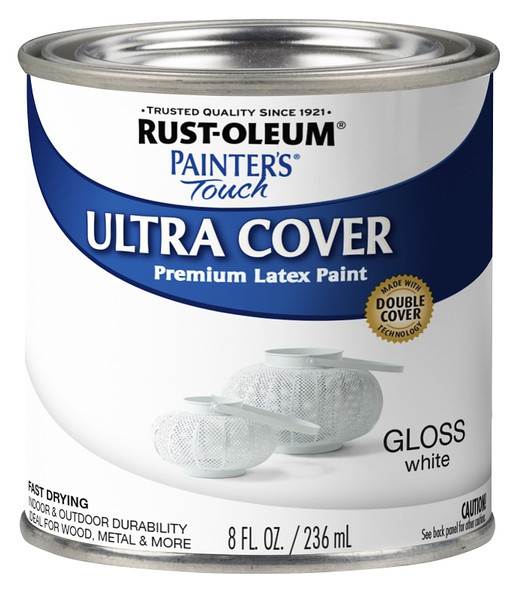 Painter's Touch Ultra Cover 1992730 Interior Paint, Gloss, White, 0.5 pt, Can, Resists: Chip, Fade, Water Base [SKU: ORG6746721]