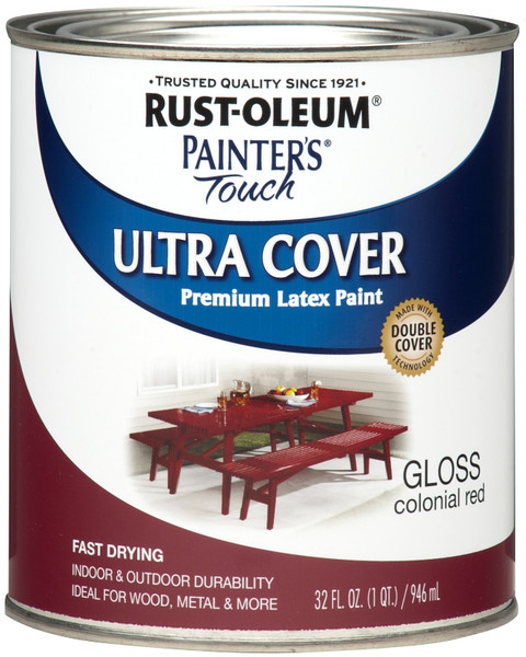 Painter's Touch Ultra Cover 1964502 Interior Paint, Gloss, Colonial Red, 1 qt, Can, Resists: Chip, Fade, Water Base [SKU: ORG6746895]