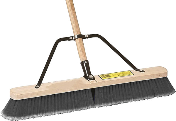 Simple Spaces 93140 Push Broom, 24 in Sweep Face, 3 in L Trim, Polypropylene Bristle, 60 in L, Bolt with Brace [SKU: ORG8440638]