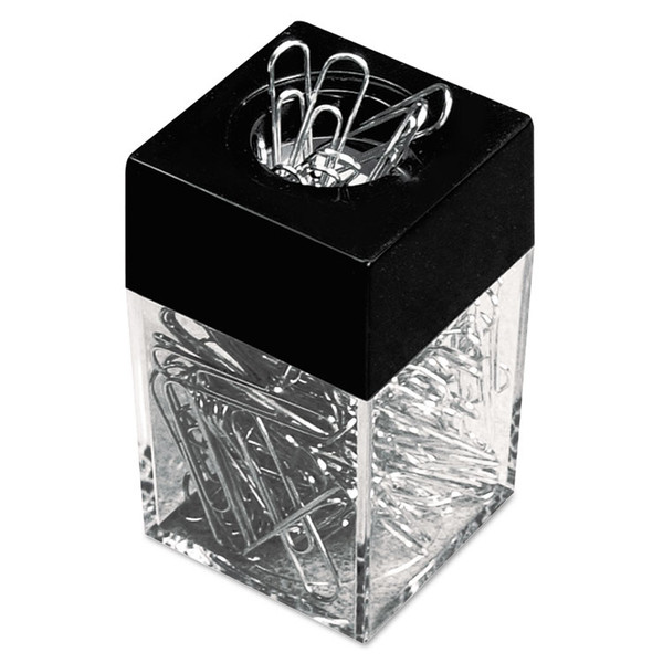 Paper Clips with (1) Magnetic-Top Desktop Dispenser, #2, Smooth, Silver, 100 Clips/Pack, 12 Packs/Box [SKU: UNV72211]