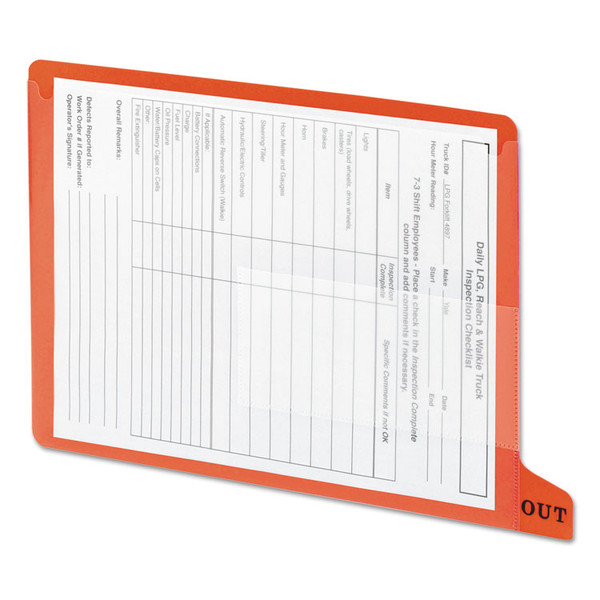 Colored Poly Out Guides with Pockets, 1/3-Cut End Tab, Out, 8.5 x 11, Red, 25/Box [SKU: SMD61950]